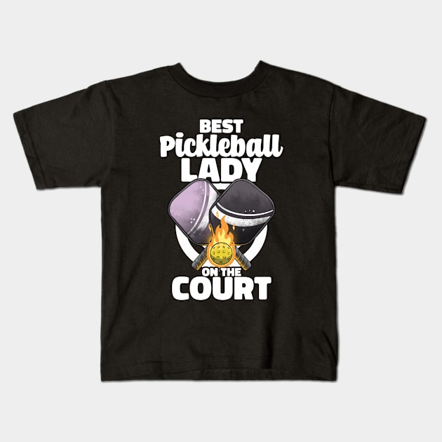 Best Pickleball Lady Paddle Pickleballer Lucky Pickleball Kids T-Shirt by MerchBeastStudio